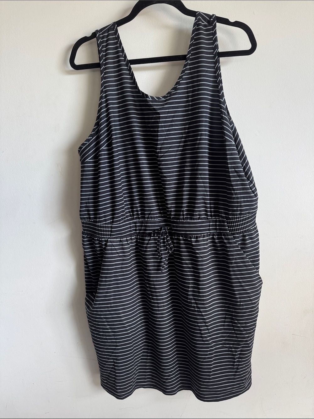 XXL All in Motion Black & White Striped Drawstring Tank athletic dress